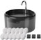 Fontaine à Eau pour Chat Automatique: Fontaine a Eau Chat Silencieuse - 2,4L Distributeur Eau Chien Robinet - Noire Abreuvoir Animaux Electricite - Filtration Multicouche - avec 6 Filtres + 3 Éponges