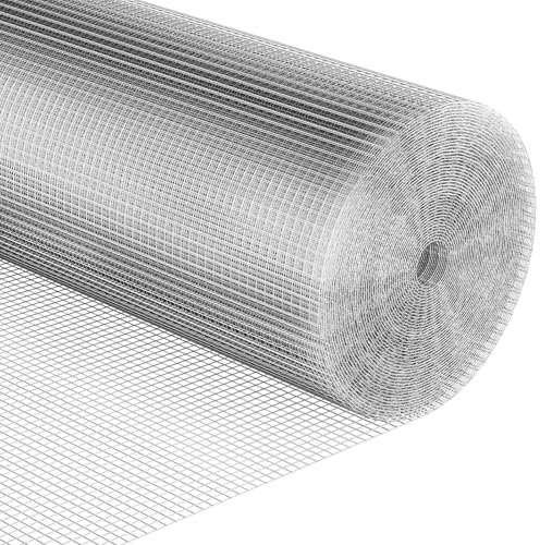 Rodent Mesh 0.5Mx25M,6mm Holes,Galvanized Welded Chicken Wire Mesh Roll 1mm Heavy Duty Hot Dip Galvanized Wire Fence Roll for Chicken Poultry Coop,Animal,Fencing,Garden Protection
