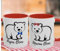 Tasses Papa et Maman Ours, Lot de 2 Mugs en Céramique, Intérieur et Poignée Colorés, Design Ours avec Nœud