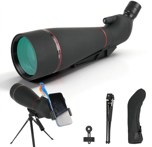 BOSTRON 25-75x100 HD Spektiv Sportschützen mit Stativ für Jagd | HD-Optik-Zoom Spektiv mit Stativ Telefon Adapter und Tragetasche - Wasserdichtes für Zielschießen,Vogelbeobachtung
