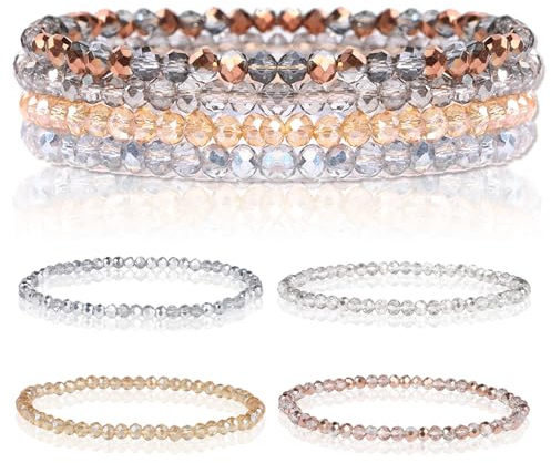 anyts Perlenarmband Damen Perlen Armband Mehrschichtiges Steine, Damenperlenarmbänder Damen Perlen Armband Perlenarmband Kristall, Modeschmuck Damenarmband Damenarmbänder für Beste Freundin Geschenk