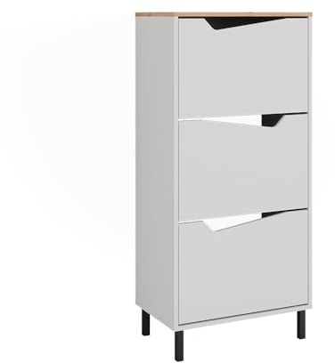 Vicco Schuhkipper Marelle, Weiß/Artisan, 60 x 129.5 cm mit 3 Fächern