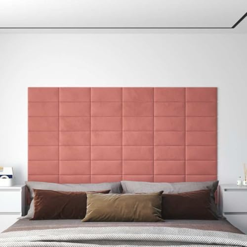 Wandpaneele Wandverblender,Wandpaneele 12 Stk. Rosa 30x15 cm Samt 0,54 m²,Wandverkleidung für Wohnzimmer,Küche,Büro