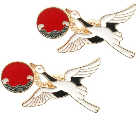 Gatuida 2 Stück Chinesische Stil Broschen Storch Motiv Filigrane Legierungs Broschen für Anzüge Kleidung Weiße Anstecknadeln als Party und Alltagsaccessoire