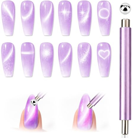 Cat Eye Magnet Nail Art Tool, Durable 3 in 1 Cat Eye Gel Polish Nail Art Magnet with Y-Type Accessories Multifunctional Magnetic Cateye Heart Manicure Tool Suitable for DIY Crafts Home Salon Studio