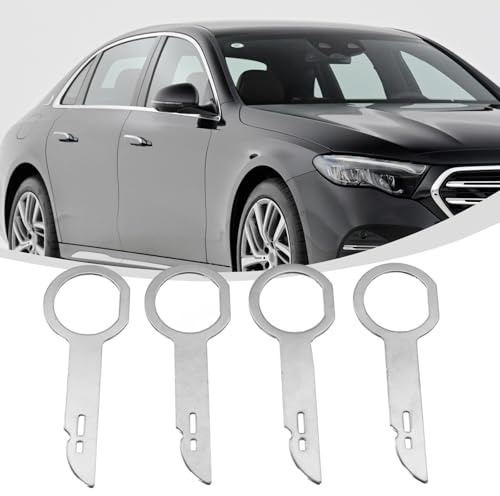 SageFurned Metal Car Radio Removal Tool Kit with 4-Piece Stainless Steel Release Keys for Ford and Mercedes Vehicles, Compatible with Single/DIN CD6000 for Sony Disc Stereos, Silver