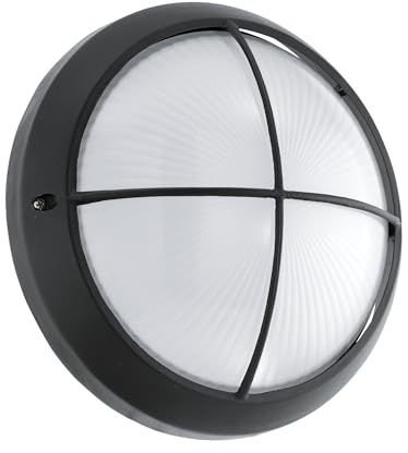 EGLO LED Deckenlampe außen Siones 1, Outdoor Deckenleuchte | Wandlampe aus Aluguss in schwarz, Glas mit Struktur in weiß, Außenleuchte warmweiß, IP44