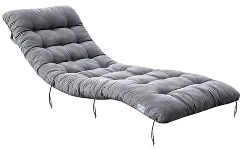 Kissen Auflage für Liegestuhl 157x57x10cm Hellgrau – Hochwertige Gartenliege Auflage mit 24kg Schaumfüllung, UV-beständiger Olefin Bezug, formstabil & verschleißfest, Hellgrau, mit Befestigungsgurten