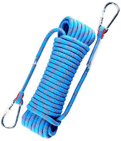 Tressify Corda da arrampicata, 10 m, 10 mm, con moschettoni e custodia, corda statica per arrampicata, salvataggio, fuga ed escursionismo