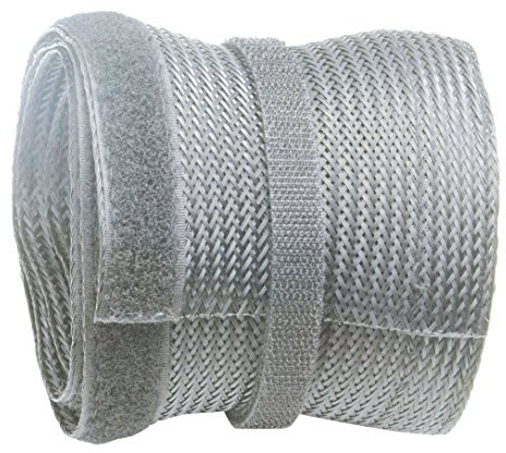 RICOO Kabelkanal Grau 500cm lang x 8,5cm breit Z9085G-5 Kabelschlauch wiederverschließbar mit Klettverschluss Kabelführung Kabel Management