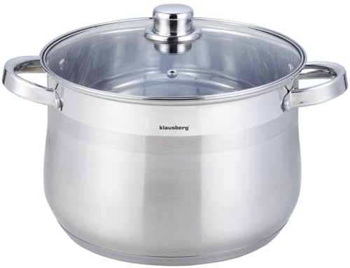 Klausberg 13 Liter ca 28 x 22cm Edelstahl Rostfrei Premium Topf Kasserolle mit Deckel