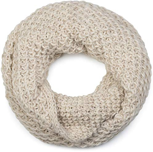 styleBREAKER Unisex Strick Loopschal grob gestrickt, Uni Schlauchschal, Winter Strickschal, Grobstrick Schal 01018157, Farbe:Beige