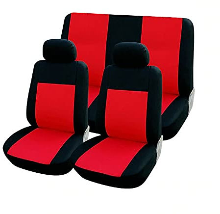 Rebeca Shop COPRISEDILI UNIVERSALI per Auto Kit Anteriore E Posteriore Vari colori Soft Confortevole Traspirante Protezione per Sedili Auto (Rosso/Nero)