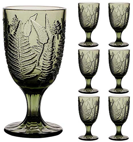 Set of 6 Wine Glasses Green Dishwasher Safe 300ml Goblets Alfresco Dining Glassware