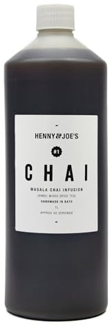 Henny & Joe's Masala Chai Concentrate Syrup - Indian Blend of Spices for Tea & Latte | 100% Natural Ingredients - Vegan - Award-Winning | No Caffeine, Allergens, or Artificial Preservatives - 1L