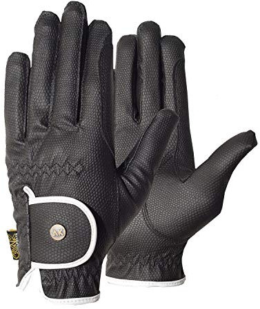 AK Synthetic Grip Horse Riding Gloves All Season Unisex Equestrian Gloves (Black/White, 3XS)