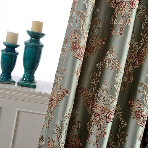 ZYY-Home curtain Jacquard Verdunkelungsvorhänge Blume Muster Leichter Modern Vorhang Ösenschal Wohnzimmer Schlafzimmer Blickdichte Gardinen,W100xL250cm*1piece