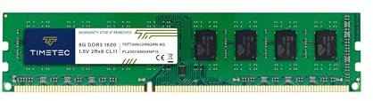 Timetec 8GB DDR3 1600 MHz (DDR3-1600) PC3-12800 Non-ECC Ungepuffert 1,5 V CL11 2Rx8 Dual Rank 240 Pin UDIMM Desktop-PC Computerspeicher RAM-Modul-Upgrade