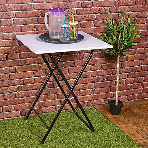 URBNLIVING Metal Legs Folding Side Coffee Table (White, Large)