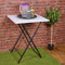 URBNLIVING Metal Legs Folding Side Coffee Table (White, Large)