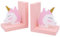 Adorable serre-livres en bois avec licorne rose
