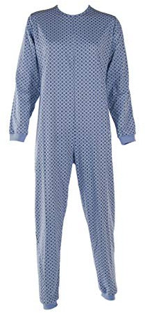 EMY Pyjama-Sets für Damen und Herren – Gesundheits-Pyjama für ältere Menschen mit Reißverschluss hinten, Schlafanzug für ältere Menschen aus 100% Baumwolle in Italien, Circle Blau, M