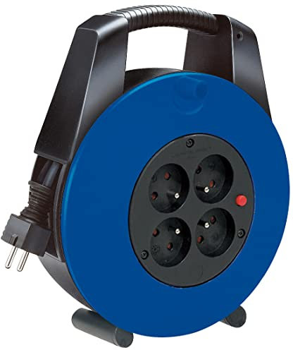 Brennenstuhl Vario Line Drum Plug with 4 sockets/Mini Cable beben (Household Drum preluzacz 15 m Cable, Made in Germany) Black/Blue