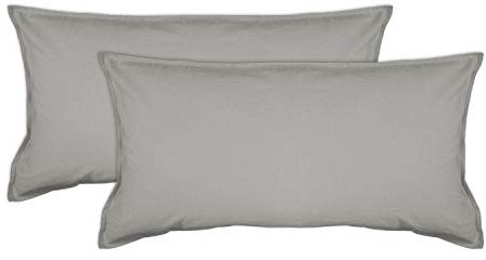 jilda-tex Bio-Bettwäsche Stone-Washed Renforce Lissabon 100% Bio-Baumwolle Knitterlook Stehsaum Bügelfrei Uni Leinen-Optik Bügelfrei GOTS Made in Green (Hellgrau, 2X 40 x 80 cm)