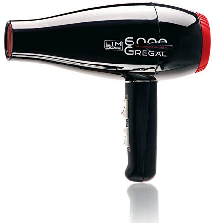 Secador de cabello LIM HAIR GREGAL 6000. Made in Spain. Alta potencia 2350 W. Profesional para salón peluquería. Mango reducidas dimensiones. Doble boquilla