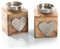 Logbuch-Verlag 2 Kerzenständer Geschenk Geburtstag Hochzeit Holz Silber Metall 10 x 10 cm Liebe Zwei Herzen