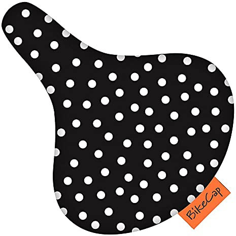 BikeCap - Fahrrad-Bezug Sattelüberzug Regenschutz Fahrradsattel-Bezug Sattelbezüge Seat-Cover Fahrrad-Sitzbezug (Black Dots)