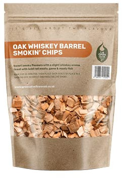 Green Olive Firewood - Wood Chips for smoking, 3L - bbq wood chips Ideal for use In BBQ's or Smokers - Flavoured smoking wood chips, for smoking meat, fish and even vegetables - Whiskey Oak
