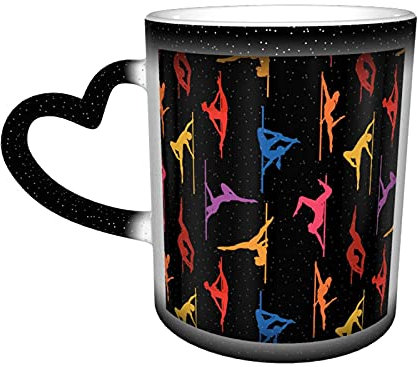Oaieltj Mug en céramique à changement de chaleur avec motif de pole dance - Changement de couleur - Personnalisable