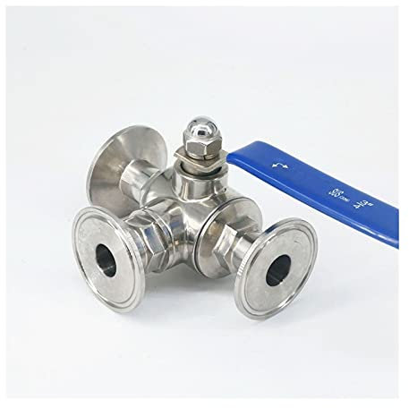 JUN-STORE Kugelhahn 3/4 Zoll 19mm SS304 Edelstahl 3-Wege-L-Port- Kugelhahn 1. 5inch Tri-Klammer-Ferrue-Typ Senmiao-Th.