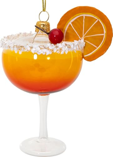 SIKORA Cocktail Glas mit Orange besondere Weihnachtskugel Glas Christbaumschmuck Deko Figur Weihnachten Anhänger Ornament - Meisterstücke - BS725