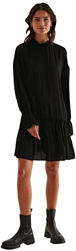 NA-KD Frill Detail Mini Dress Vestido Informal, Negro, 36 para Mujer