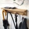 MINICAMP Coat Rack Wall Mounted - Solid Oak Coat Hooks for Door with 4 Pegs and Shelf - Wooden Peg Rail Kids Storage - Floating Handmade Baby Nursery Products - Scandi Decor for Children Room