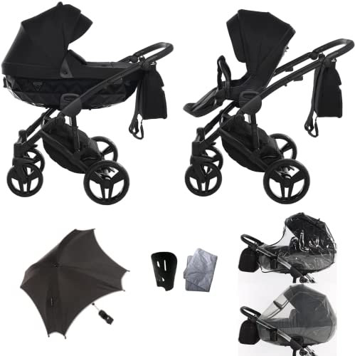 Neu! Original Junama Diamond Basic v2 Modulsysteme Kombikinderwagen 2in1 Exclusive Prams (01 Schwarz)