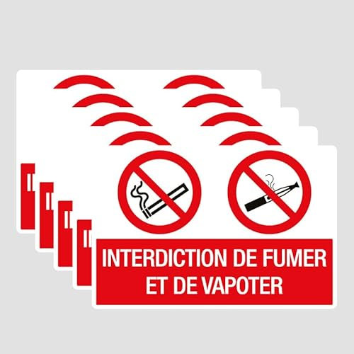 5 Autocollant de 5 CM Panneau Interdiction de Fumer et de vapoter
