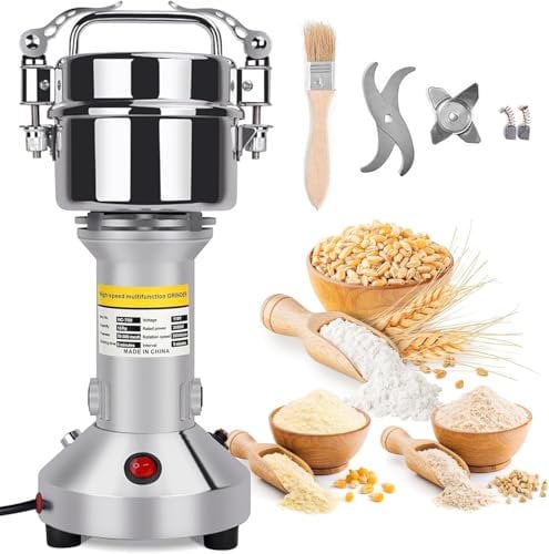 VAYOTOY Moulin à Grains 28000RPM 850W Moulin Céréales Grains Électrique Acier Inoxydable Moulin à Épices Broyage Haute Vitesse pour Céréales, Herbes, Épices, Noix (150g)