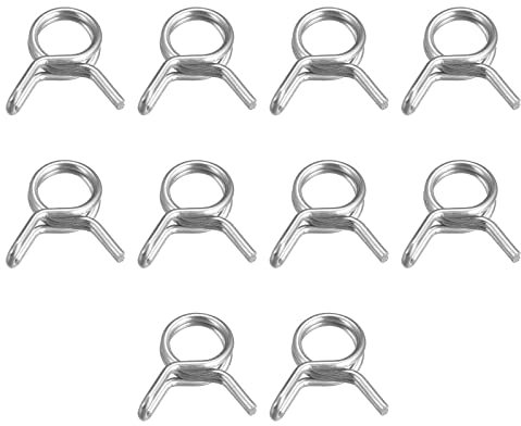 sourcing map Double Wire Spring Hose Clamp, 10pcs 304 Stainless Steel 6mm Inner Dia Fit 6.7mm-7.3mm OD Hose Fuel Line Silicone Tube Spring Clips