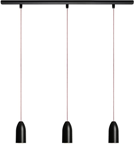 Buchenbusch urban design 3er Betonlampe offene Küche Tisch langer Esstisch (33 Kabelfarben) schwarz Textilkabel höhenverstellbar blendfrei undurchsichtig landhaus black edition