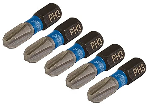 Draper 04936 Cross Slot/PH Type Impact Screwdriver Bits, No.3 x 25mm (Pack of 5)