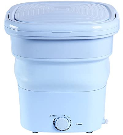 Mini Collapsible Washing Machine, Portable Top Load Washing Machine With Drain Basket (Color : Blue)