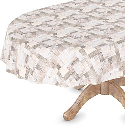 Wachstuchtischdecke Wachstischdecke Tischdecke abwaschbar Gartentischdecke Wachstuch Eckig rund oval Oval 140 x 180cm Schnittkante Holz