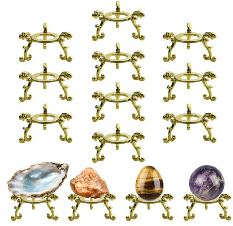 OmyLens Goldene Kristallkugel-Ständer für Kristallglas und Natursteine, Kugel-Display-Halter, für 40 mm - 80 mm Kugel oder Stein, 10 Stück