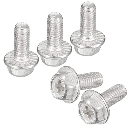 sourcing map M5 x 12 mm Linsenkopfschrauben Kreuzschlitz-Sechskant-Flanschschrauben, 25 Stück 304 Edelstahl Sechskant-Kreuzschlitz-Flanschkopf-Sechskantschrauben M5 Schrauben Maschinenschrauben