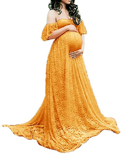LAEMILIA Robe Grossesse Shooting Photo Robe Femme Enceinte Eté Robe Maternité Dentelle Tenue Grossesse Photographie Elégante pour Plage Mariage Soirée Cocktails Cérémonie S-XXL