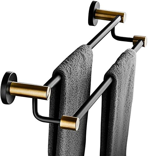 Riel de Barra de Toalla de Oro Negro, Estante de Barra de Toalla de baño, Soporte de riel para Colgar en la Pared de Acero Inoxidable para Inodoro de Cocina de Hardware, Montaje de Tornillos