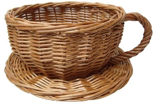 Wicker Tea Cup and Saucer Novelty Gift Basket - 20cmx10cm high - SMALL